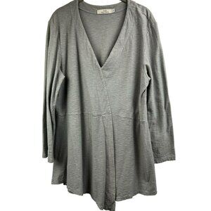 Taos Minimalist Y2K Cotton Linen Women's L Tunic Pleated Asymmetrical Hem‎